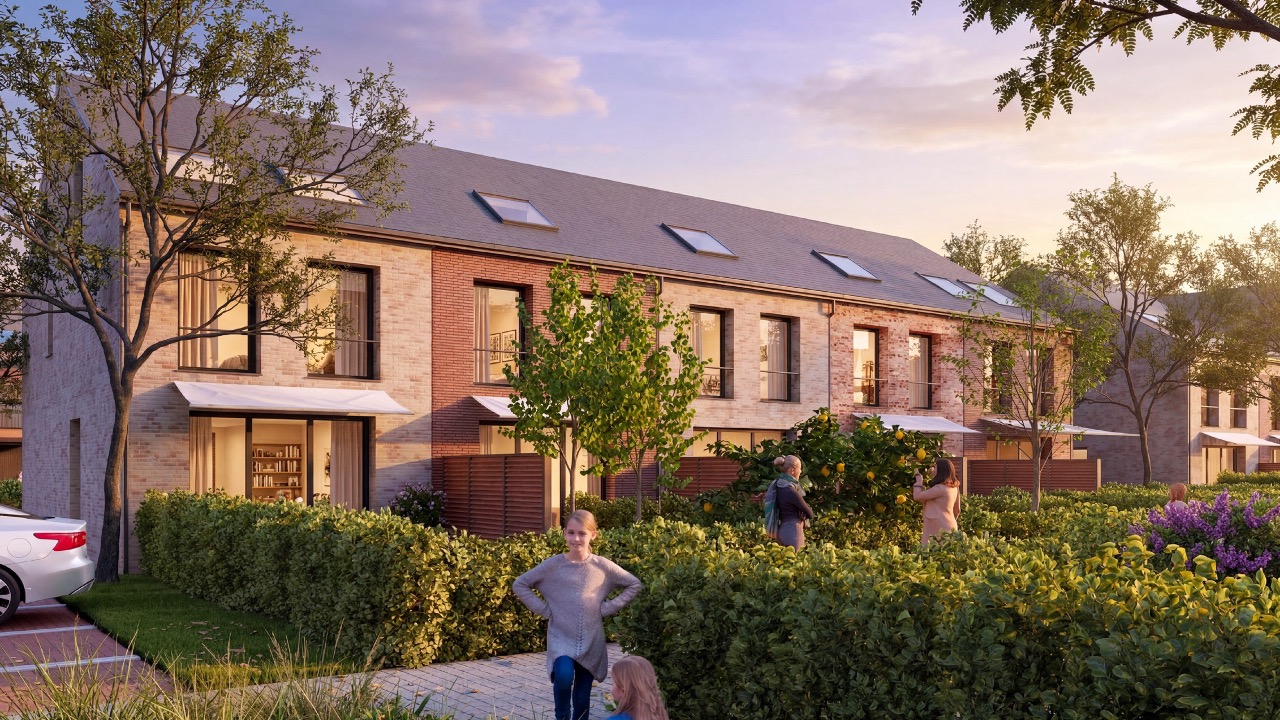 Moderne KfW-40-QNG-Reihenhäuser mit eigenem Grundstück in familienfreundlicher Wohnlage – nachhaltige Neubauimmobilien als Kapitalanlage.
